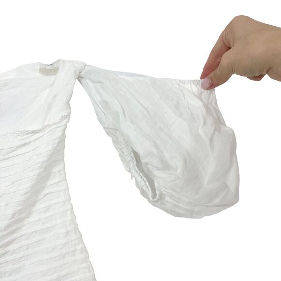 Hello Molly St. Cloud Dress White Mini Ruffle Puff Sleeve Square Neck - Size 2 - Picture 2 of 6